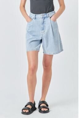 Grey Lab High Rise Denim Shorts Light Wash Casual Summer Size S